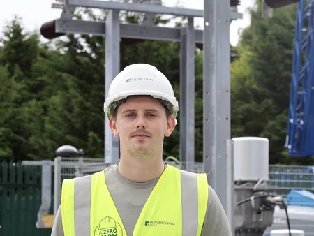 internship programme Tom, student on site in PPE gear