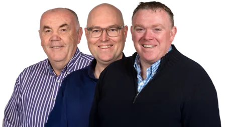 Powercomm Group's project delivery team (cutout). From left to right - Dermot Burns (contract manager & associate director), Martin Eager (associate director) and James Cafferty (managing director).