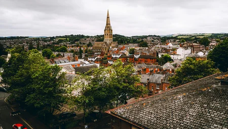 Aerial view of Exeter, England 